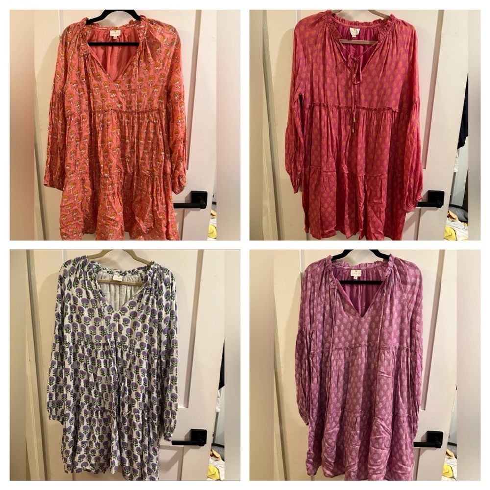 Women’s Long Sleeve Boho Tunic Dress - Pink